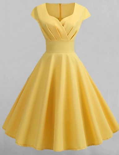 1950s Dress Patterns Free, Yellow Outfit Women, Dress Patterns For Women, Black And Yellow Dress, Dress Pattern For Women, Elegant Spring Dresses, Science Dress, Fitted Dress Pattern, Pink Vintage Dress