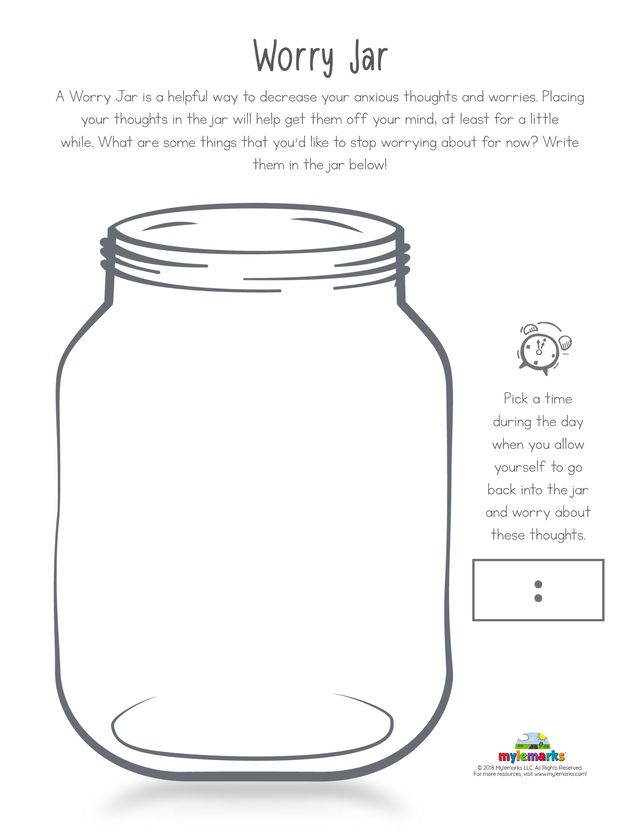 a jar with the words worry jar written on it and an image of a bear