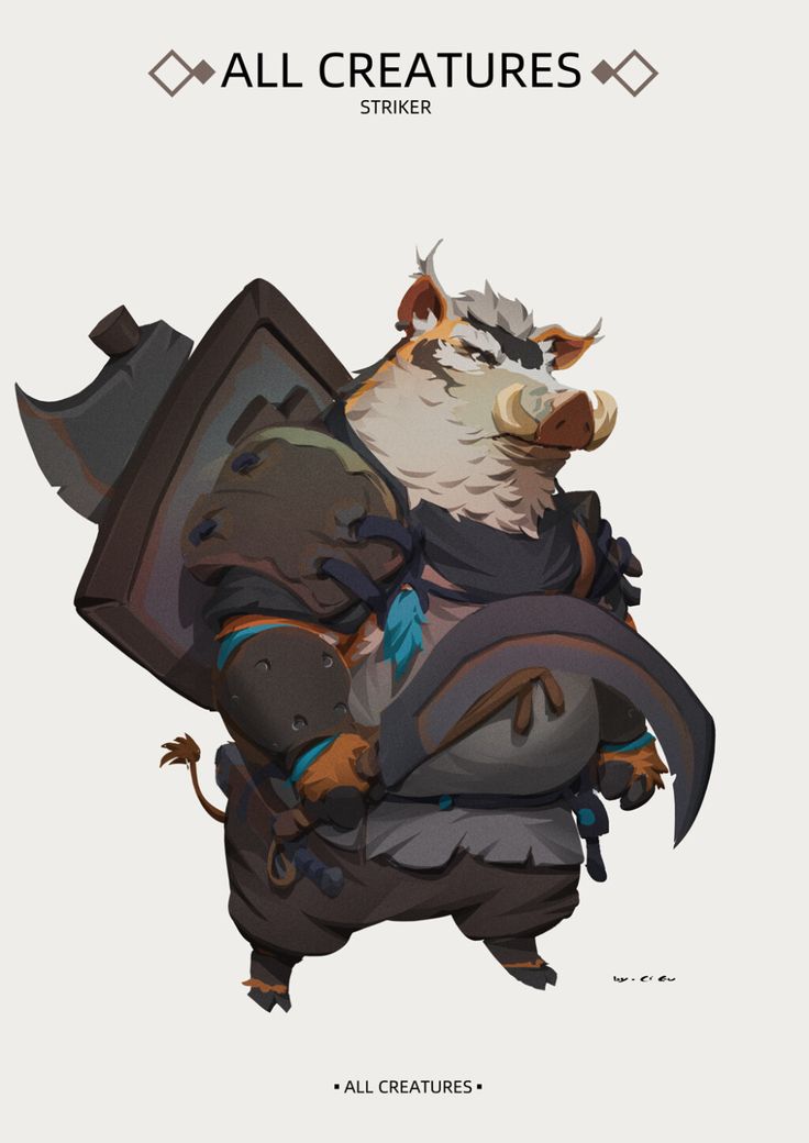 an animal character holding a large shield