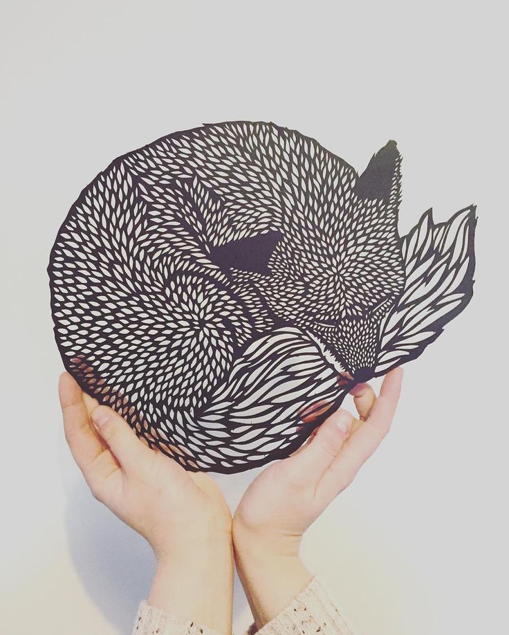 Sleeping Fox cut paper                                                                                                                                                                                 More Papercut Art, Linocut Art, Gravure Laser, Fox Art, Paper Cut Art, Kirigami, Lino Print, Paper Sculpture, Linocut Prints