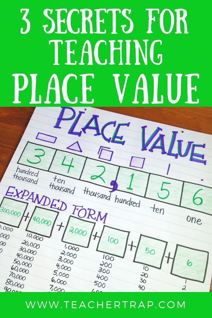 three secrets for teaching place value on a piece of paper with the title, 3 secrets for teaching place value