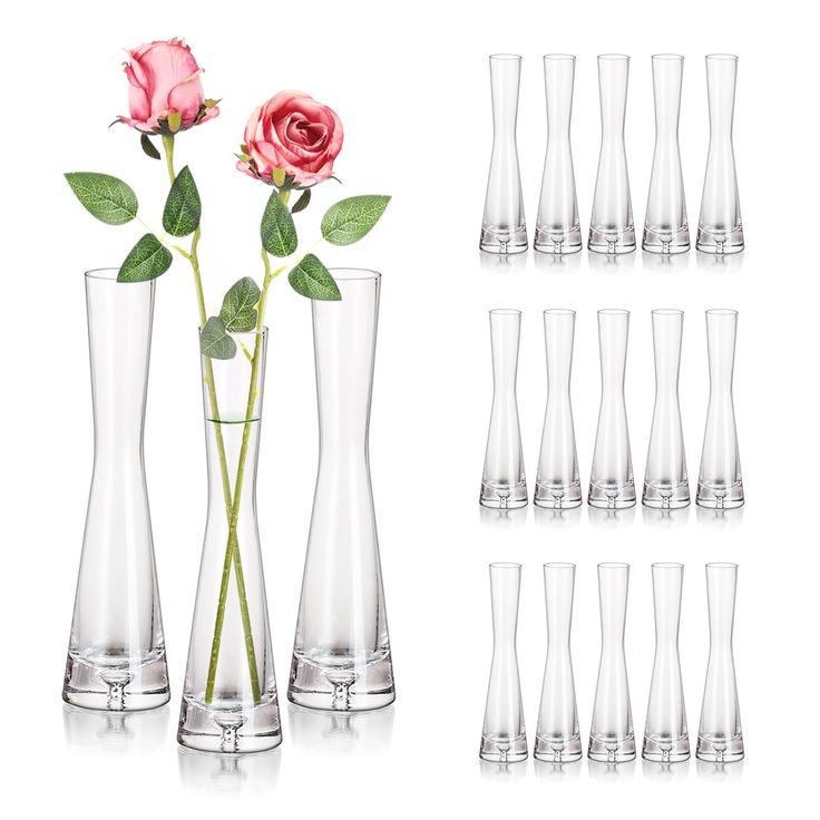 PRICES MAY VARY. 【Handmade Stable Vases】-- These glass bud vases for flowers are made of recycled thick crystal glass through hand-blown process. With minimalism design, Slim waist shape and stable weighted base, These tall skinny vases shall brighten your home with a touch of warmth. 【Modern and Elegant】-- The simple, modern and elegant clear vases make flower arrangement fun and easy. The single flower vase is great for a single short stem flower or two small flowers. They look great grouped a Single Flower Vase, Glass Vases Wedding, Vases For Centerpieces, Bud Vases Flowers, Tall Glass Vases, Long Vases, Vase Minimalist, Glass Vases Centerpieces, Glass Bud Vases