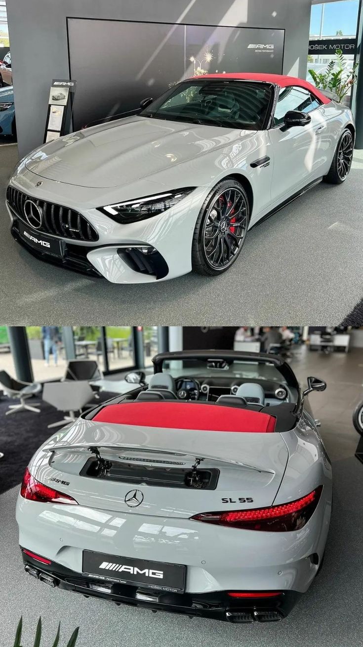 two different views of the mercedes sports car