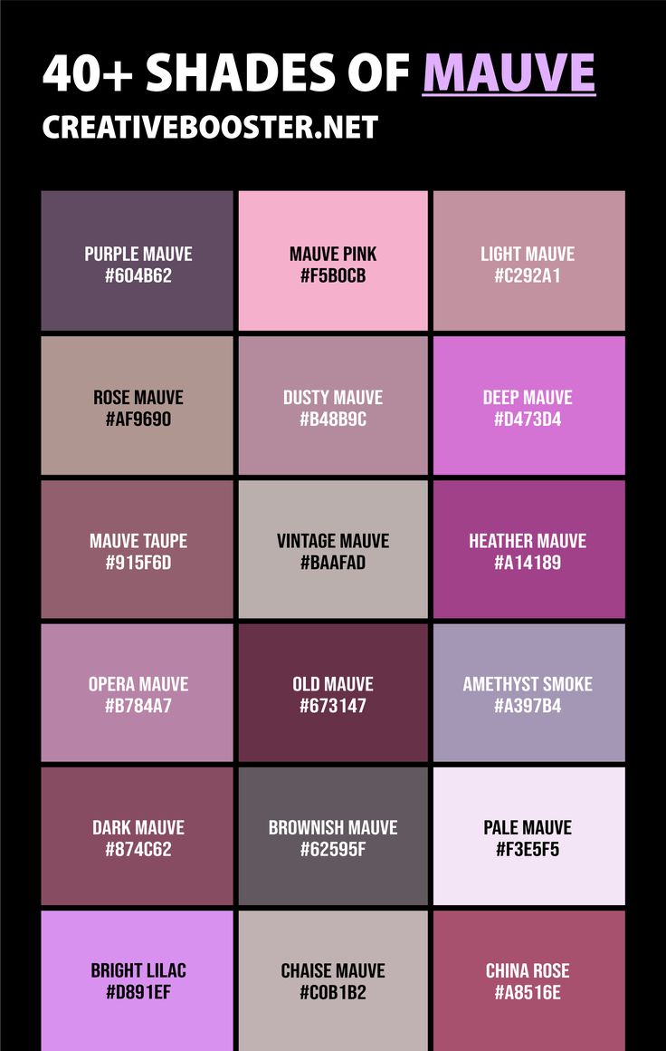 the shades of mauve are all different colors