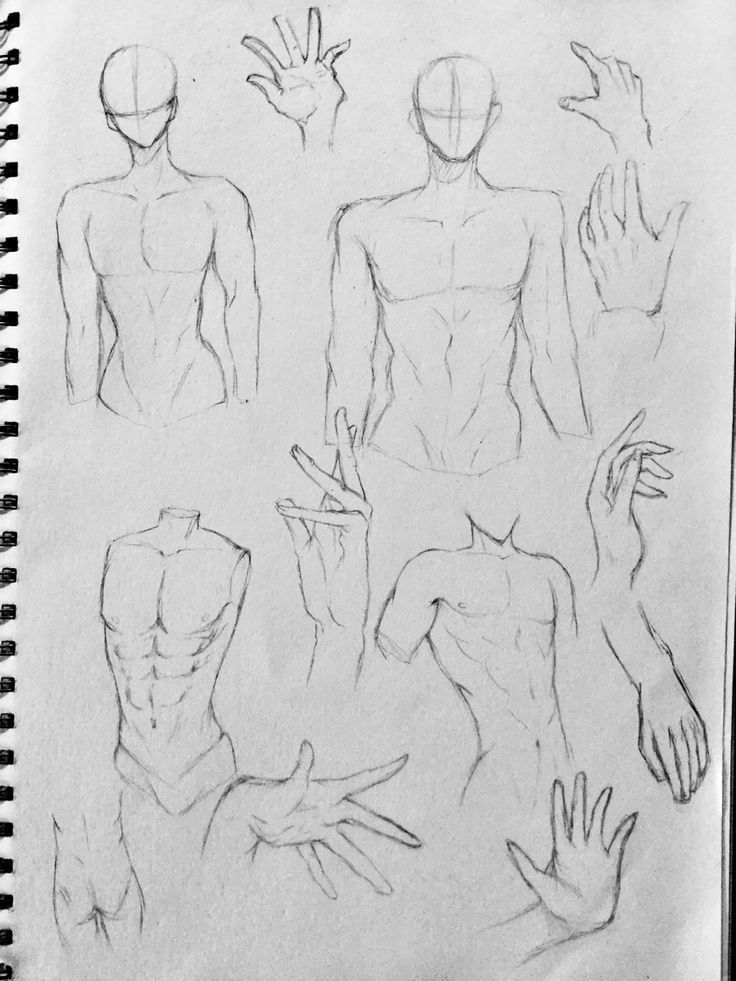 a drawing of hands and torsos in various positions