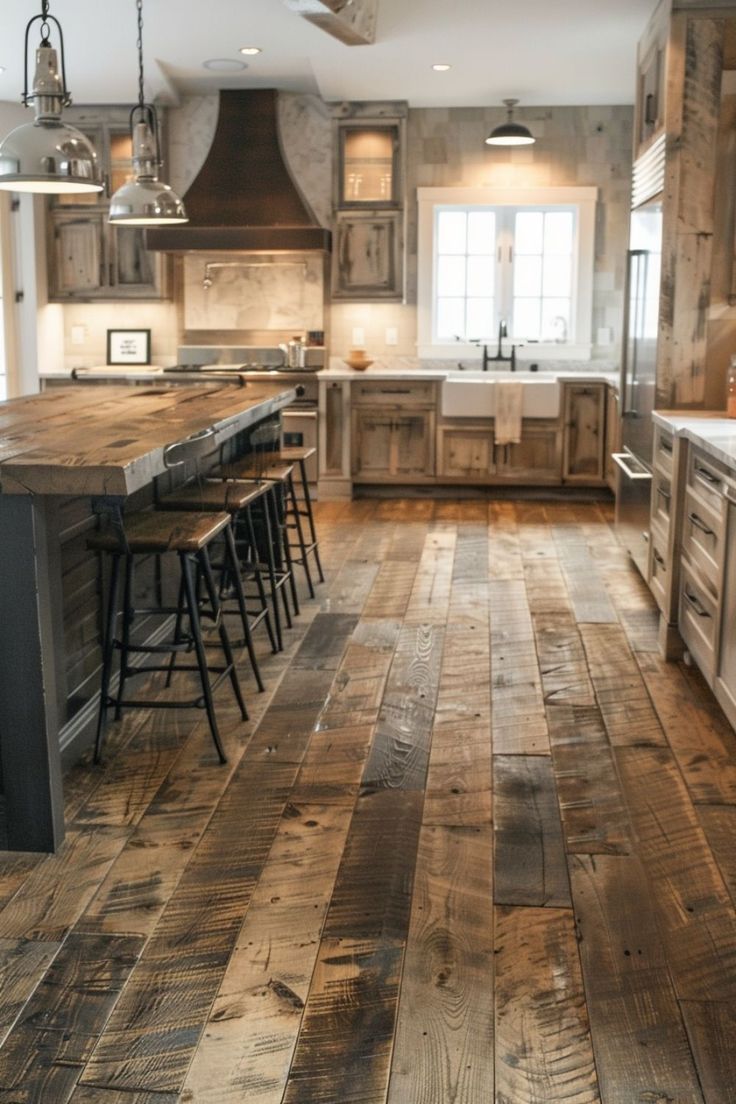 21 Rustic Farmhouse Kitchen Inspiration Farmhouse Countertops Granite, Brick Floor Ideas, Barndo Kitchens, Small Rustic Kitchen Ideas, Farmhouse Kitchen Flooring Ideas, Rustic Kitchen Backsplash Ideas, Kitchen Ideas Farmhouse Style, Small Rustic Kitchen, Designs For Small Kitchens