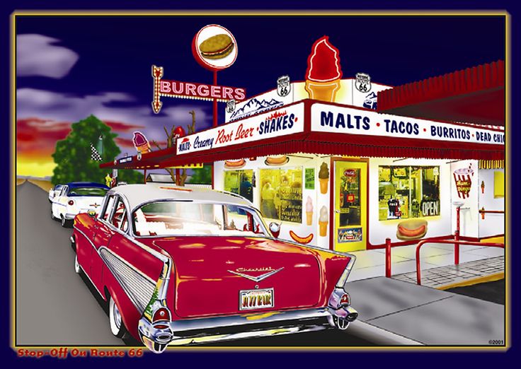 FOI-KO-01 Burgers And Shakes, Garage Man Cave, Fashion Make Up, Truck Signs, 57 Chevy, Automotive Artwork, American Diner, Drive In Theater, 1957 Chevrolet