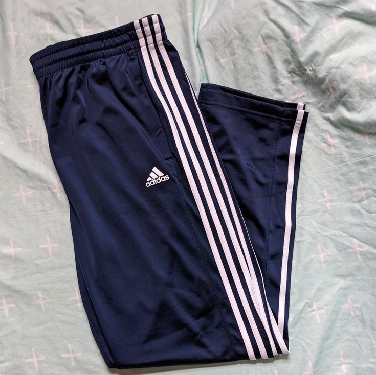 New Without Tags Adidas Track Pants, Drawstring , Rear Zipper Pocket Sz Xl Sporty Blue Adidas Joggers, Casual Blue Joggers With Three Stripes, Sporty Navy Adidas Bottoms, Blue Athleisure Bottoms With Three Stripes, Blue Adidas Cotton Sweatpants, Adidas Blue Cotton Sweatpants, Adidas Blue Sweatpants With Pockets, Adidas Blue Cotton Bottoms, Blue Adidas Sweatpants With Pockets