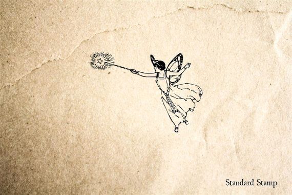 a drawing of a girl with a dandelion in her hand is flying through the air