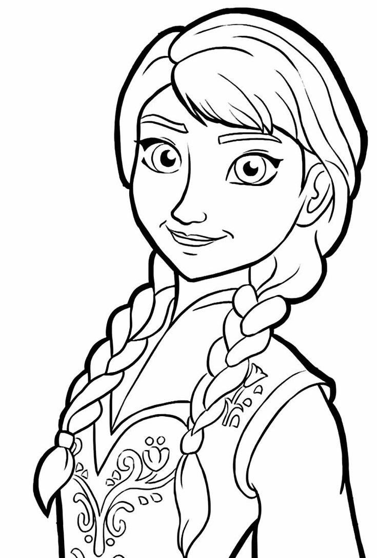 the frozen princess coloring pages for kids to print out and color with her hair in braids