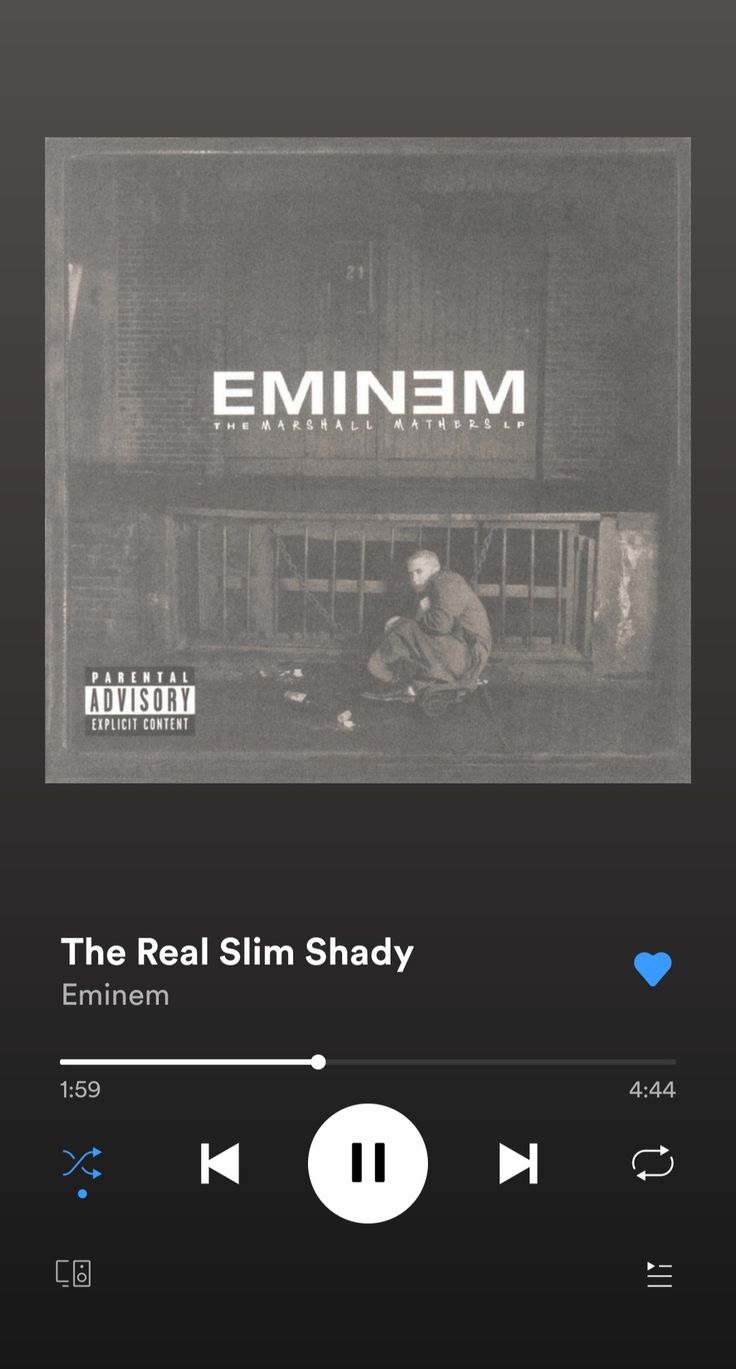 the real slim shady album on an mp3 player's playlist, which is also available for purchase