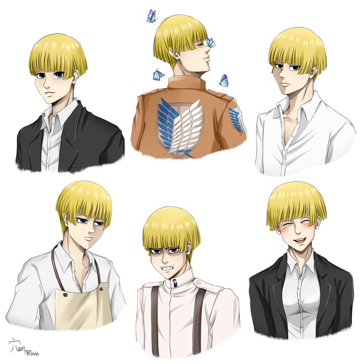 four different anime characters with blonde hair