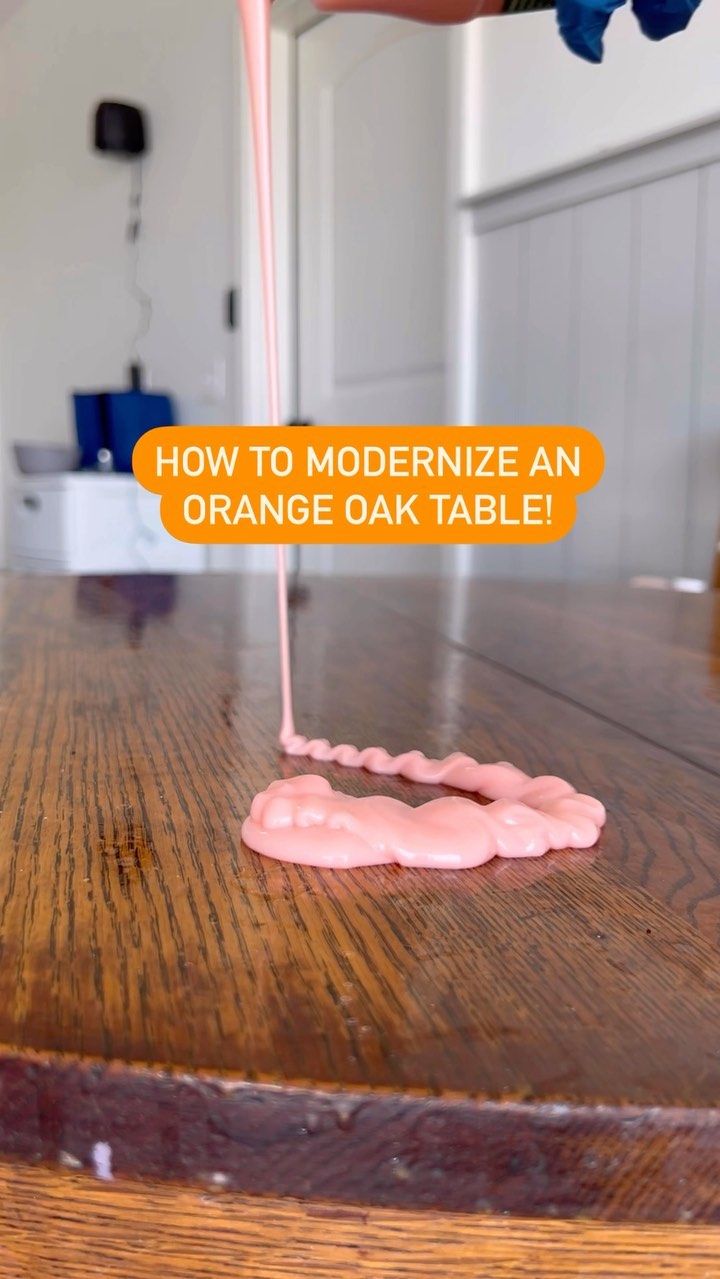 an orange oak table with the words how to modernize an orange oak table on it