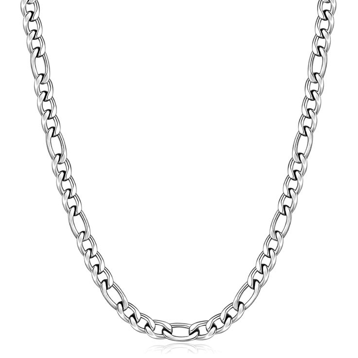 PRICES MAY VARY. Design: Classic figaro chain necklace, equipped with a sturdy lobster clasp, suitable for both casual and formal occasions Sturdy: Crafted from high-grade 316L stainless steel, ensuring mens necklace durability and long-lasting shine Hypoallergenic: Smooth and hypoallergenic necklace chain for men, care for your skin and comfortable wear every day Perfect size: Light weight 5mm width, 20" length mens necklace chain, wear it alone or match your favorite pendant Jewelry for him/he Cheap Chain Necklaces For Men, Cheap Men's Chain Necklace For Gift, Mens Necklace Chain, Cheap Men's Chain Necklace, Mens Silver Chain Necklace Men's Jewelry, Men Silver Chain, Mens Chain Necklace Sterling Silver, Chains Women, Minion Costume