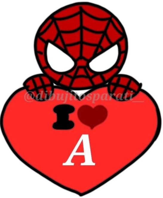 a spiderman heart with the letter a in it's center and an i on top