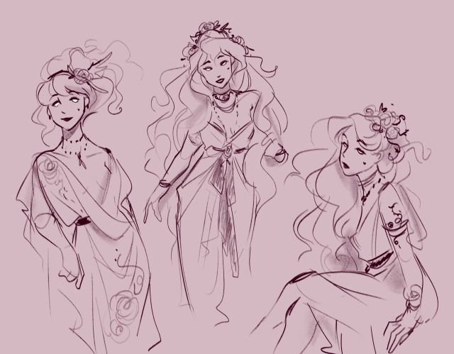 some sketches of princesses from disney's sleeping beauty