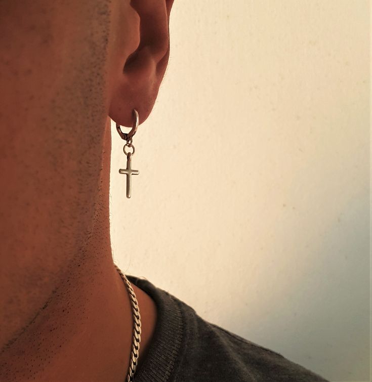 "Μens little silver cross earrings, minimal rock style cross earrings, punk style unisex cross earrings set, silver cross hoop earrings, gift Welcome to my shop! ✈️ DHL EXPRESS SHIPPING AVAILABLE, 1-3 BUSINESS DAYS DELIVERY! ✔️ PLEASE MAKE SURE TO SELECT IT, RIGHT BEFORE YOUR PURCHASE! ❗️ ❗️ DON'T FORGET TO ADD YOUR CELL # AT THE \"NOTE TO SELLER\" SECTION IF YOU CHOOSE DHL! BY FILLING YOUR CELL NUMBER YOU EARN THE BENEFIT TO CHOOSE BETWEEN 6 DIFFERENT DELIVERY OPTIONS! INSTRUCTIONS WILL BE SENT Earrings Men Cross, Silver Cross Earrings Men, Hanging Cross Earrings Men, Black Cross Earrings Men, Hoop Cross Earrings, Cross Ear Piercings Men, Mens Hanging Earrings, Mens Earing Aesthetic, Mens Dangle Earrings Aesthetic