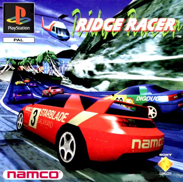 the coverart for ridge racer is shown in this screenshot from namco's video game