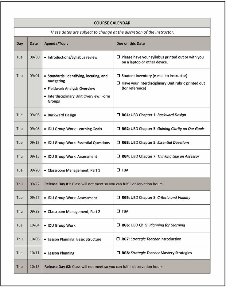 a table that has some important things to do in the workdays for students