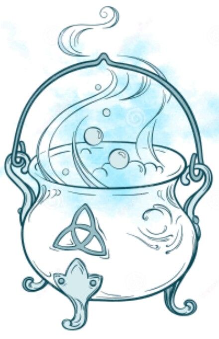 a drawing of a pot with water and bubbles in it