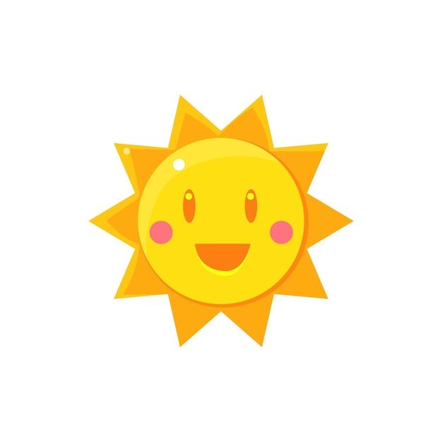 a yellow sun with pink cheeks and eyes