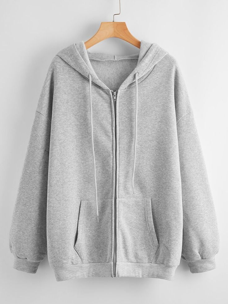 Solid Zip Up Drawstring Hooded Sweatshirt | SHEIN USA Stylish Hoodies, Womens Sweatshirts Hoods, Lined Hoodie, Mode Kpop, 여자 패션, Trendy Fashion Women, Fesyen Wanita, Teen Fashion Outfits, Dream Clothes