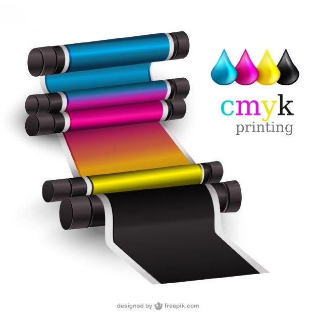 the cmyk printing logo is designed to look like it has been rolled up in different colors