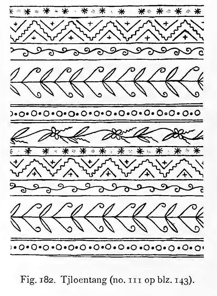 the pattern is drawn in black and white, with different designs on each side of it