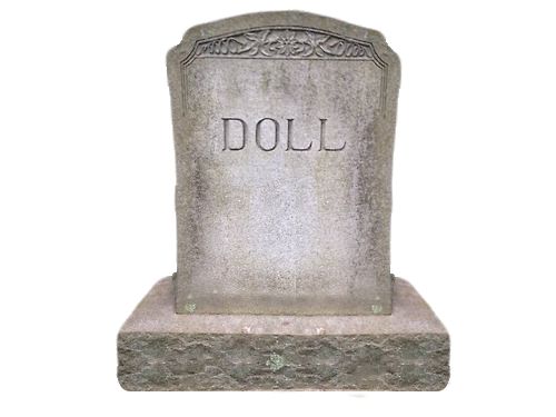 a headstone with the word doll on it