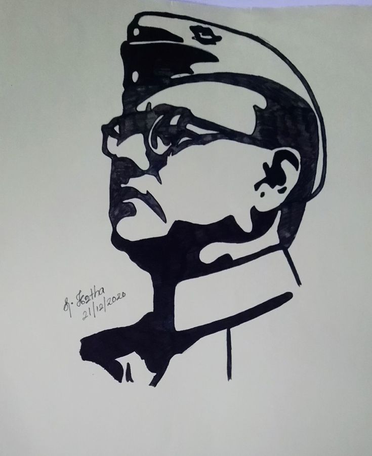 a black and white drawing of a man's face with glasses on his head