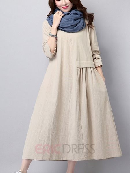 Pleats Fashion, Linen Casual Dress, Pleated Fashion, Long Dress Plus Size, Sukienki Plus Size, Cheap Dress, Linen Fashion, China Dress, Linen Casual