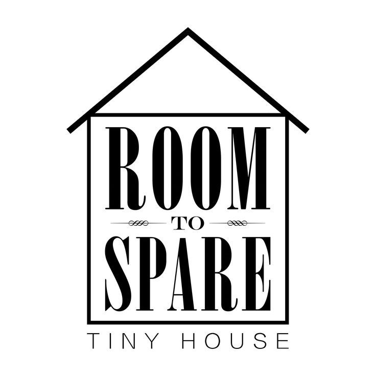 the logo for room to spare tiny house, which is featured in black and white