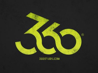 a black and yellow logo with the word 360 on it