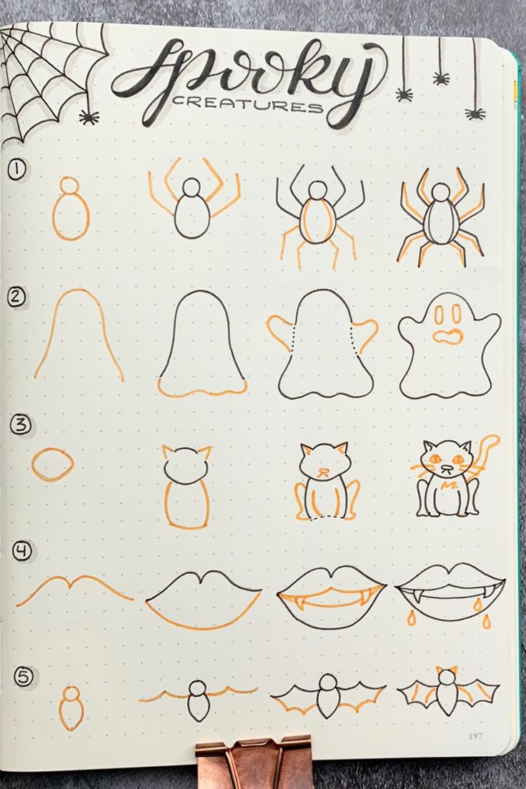 Fall isn't all cute pumpkins patches and apple picking. Get spooky this season with our Spooky Creatures Doodles! Free printable included. Doodles Spooky, Halloween Art Drawing, Ghost Artwork, Bullet Journal Halloween, Easy Halloween Drawings, Helloween Wallpaper, Halloween Doodles, Halloween Creatures, Fall Drawings