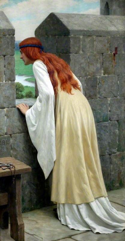 a painting of a woman leaning against a wall