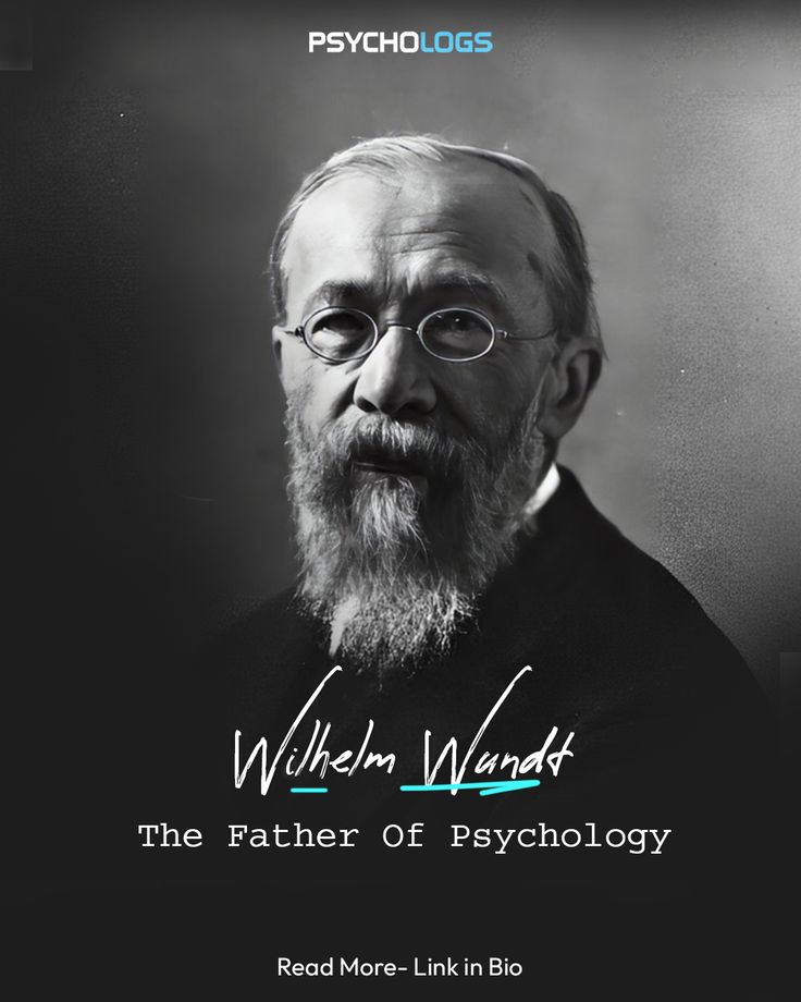 a man with glasses and a beard in front of a poster for the father of psychology