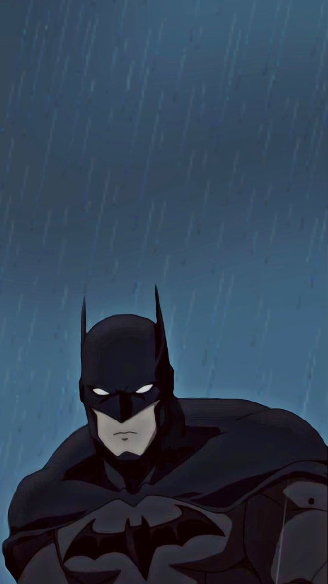 batman standing in the rain with his bat out