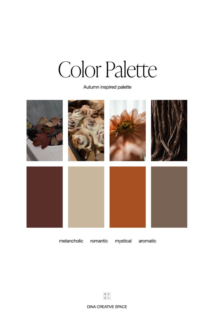 the color palette for autumn is brown, orange and beige with different colors on it