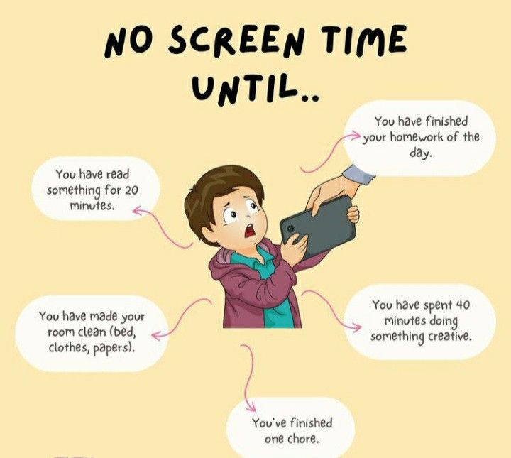 a cartoon showing how to use the screen time until you have finished watching tv or reading books