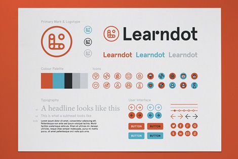 an orange and white brochure with different types of logos on it, including the words learnbot