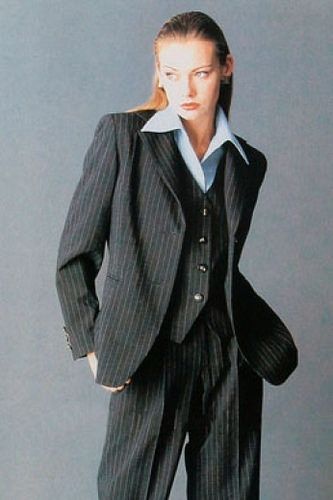 Pinstripe Suit. Pinstripe Suit Women Aesthetic, Female Pinstripe Suit, Suits For Women Vintage, Pant Suits Aesthetic, Iconic Suits Women, Png Suit Women, Prom Ideas Suits Women, Black Striped Suit Woman, Woman Pinstripe Suit