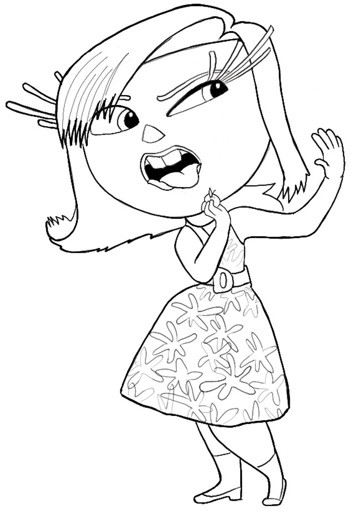 a cartoon girl with an angry look on her face and hands, in black and white