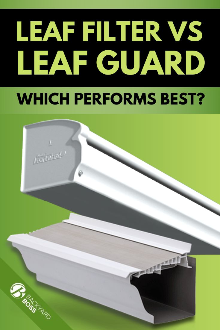 an advertisement with the words leaf filter vs leaf guard which performs best? on green background