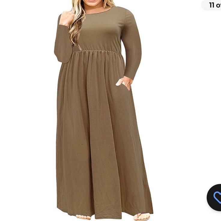 Nemidor Women Long Sleeve Loose Plain Casual Plus Size Long Maxi Dress With Pock Maxi Dress Winter, Maxi Dress With Pockets, Split Maxi Dress, Tie Dye Dress, Dyed Dress, Maxi Dress Green, Maxi Dresses Casual, Long Sleeve Maxi, Loose Dress