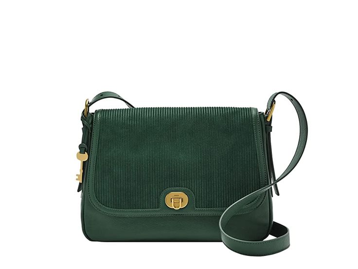 Classic Fashion Pieces, Fossil Purse, Large Crossbody Bags, Green Purse, Leather Handbags Crossbody, Fossil Bags, Pine Green, Cute Purses, Leather Crossbody Purse