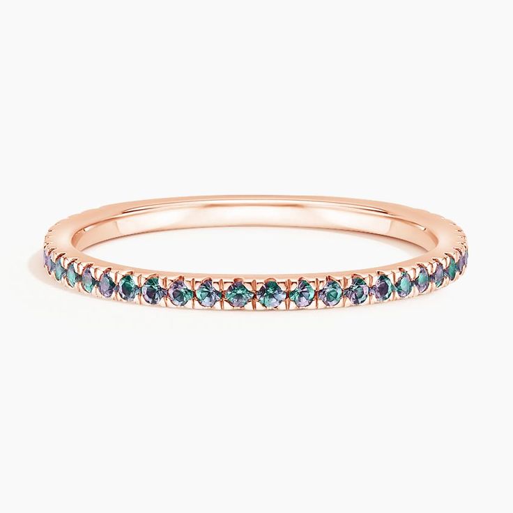 Luxe Ballad Lab Alexandrite Ring - 14K Rose Gold. This petite ring features scalloped pavé lab alexandrites in elegantly sculpted prongs that extend three-fourths of the way around the band, leaving a small sizing bar in back.

This Most Loved piece displays the best and brightest in fashion and design and is beloved by Brilliant Earth designers and customers alike. Brilliant Earth Rings, Alexandrite Ring, Brilliant Earth, Perfect Ring, Lab Diamonds, Eternity Ring, Quality Jewelry, In Fashion, Rose Gold Ring