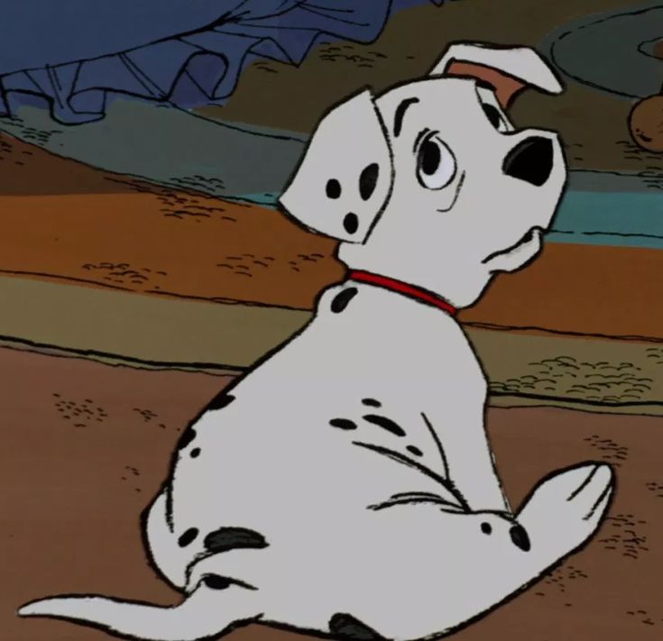 a cartoon dog sitting on the ground