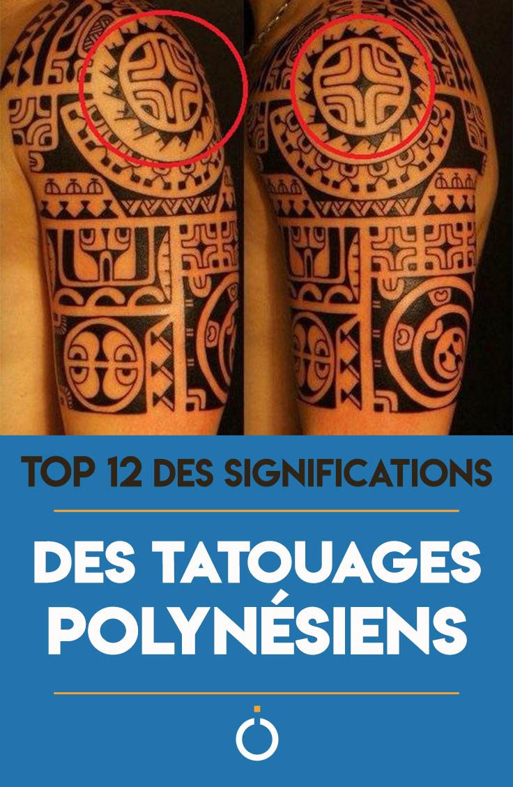 two tattoos with the words des tatouages polynesians written in red on them