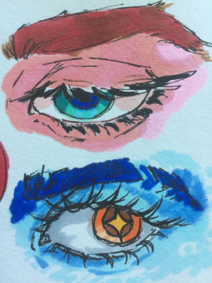 three different colored eyes are shown in this drawing