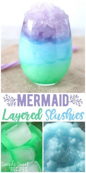 this is an image of homemade mermaid colored slushies